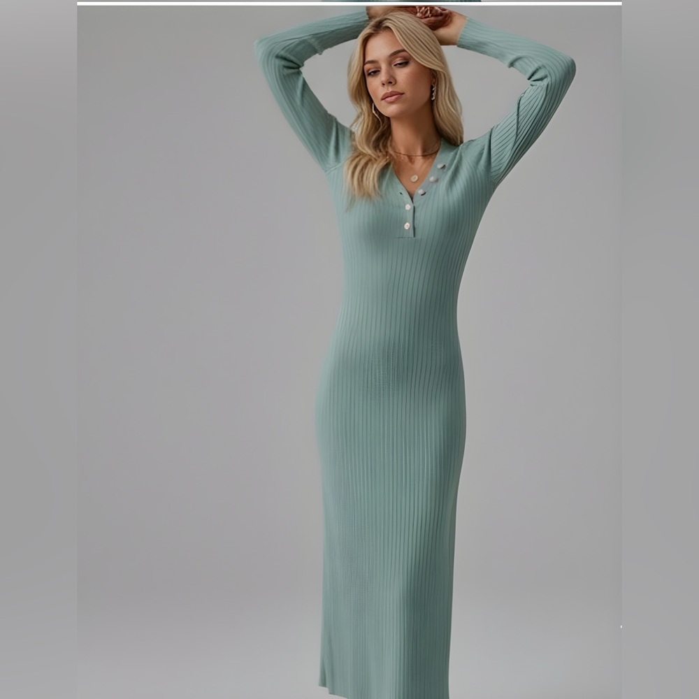 Ribbed Knit Midi Dress - Picture 4 of 6